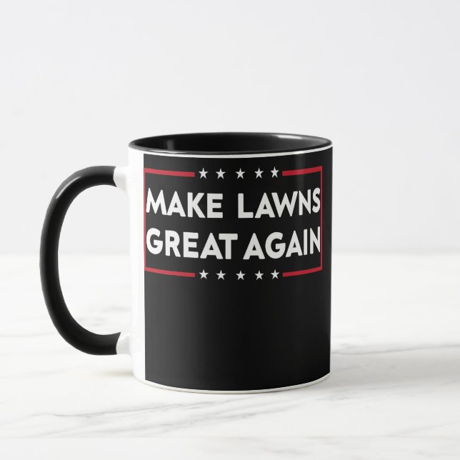 Make Lawns Great Again Funny Lawn Mower Dad Mug (Left)