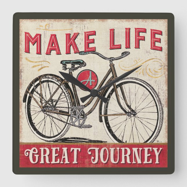 Make Life a Great Journey Quote Square Wall Clock (Front)