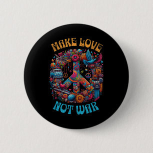 Make Love Not War - 60s 70s Hippie Retro Peace Sig 6 Cm Round Badge
