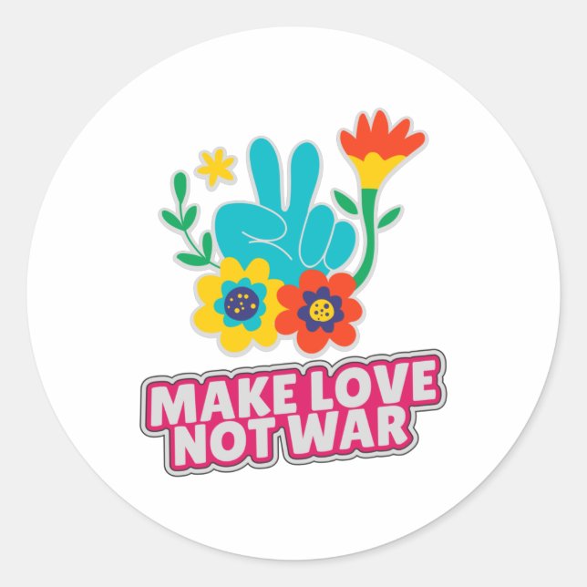 Make love not war classic round sticker (Front)