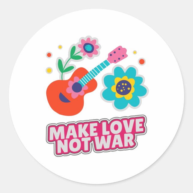 Make love not war classic round sticker (Front)