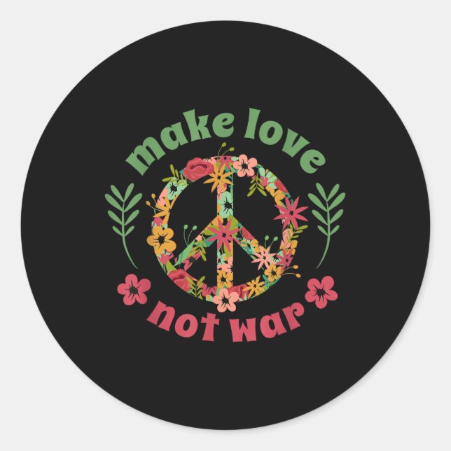 Make Love Not War  Classic Round Sticker (Front)
