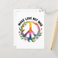 Make Love Not War Peace Sign and Flowers