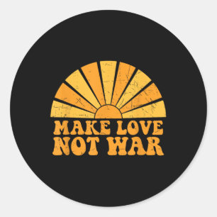 Make Love Not War Peace Sunshine Groovy Retro Vint Classic Round Sticker