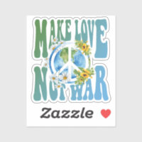 Make Love Not War Retro Hippie Floral Peace Sign