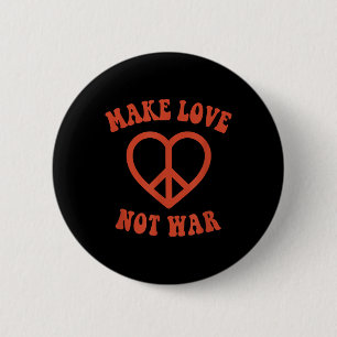 Make Love Not War Retro Hippie Peace Sign 6 Cm Round Badge