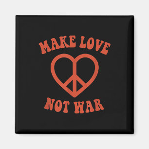 Make Love Not War Retro Hippie Peace Sign Magnet