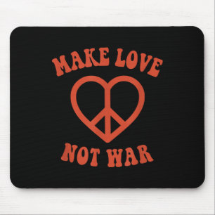 Make Love Not War Retro Hippie Peace Sign Mouse Pad