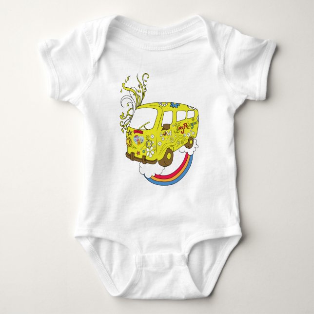 Make Love Not War Van ~ 60s Hippie Peace Sign Baby Bodysuit (Front)