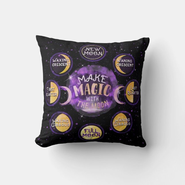 Make Magic With The Moon Lunar Cycles Phases Cushion (Front)
