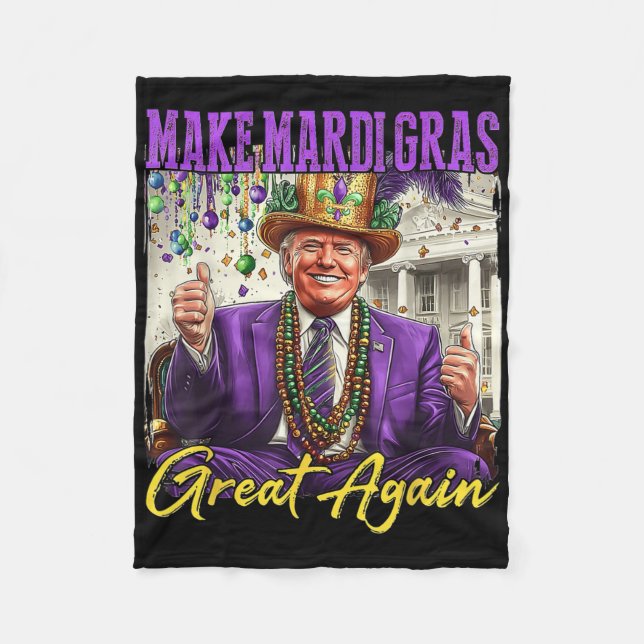 Make Mardi Gras Great Again  Fleece Blanket (Front)