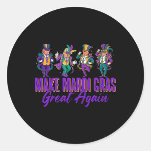 Make Mardi Gras Great Again Funny Dancing Trump Pa Classic Round Sticker