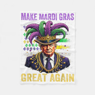 Make Mardi Gras Great Again Funny Mardi Gras Trump Fleece Blanket