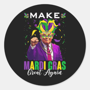 Make Mardi Gras Great Again Trump And Jester Hat F Classic Round Sticker