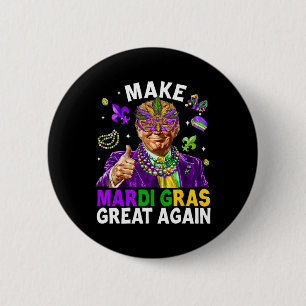 Make Mardi Gras Great Again Trump Beads Mask Feath 6 Cm Round Badge
