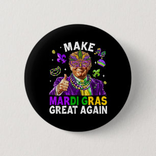 Make Mardi Gras Great Again Trump Beads Mask Feath 6 Cm Round Badge