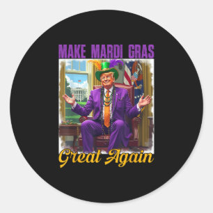 Make Mardi Gras Great Again Trump Beads Mask Feath Classic Round Sticker