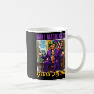 Make Mardi Gras Great Again Trump Beads Mask Feath Coffee Mug