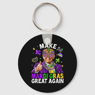 Make Mardi Gras Great Again Trump Beads Mask Feath Key Ring