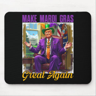 Make Mardi Gras Great Again Trump Beads Mask Feath Mouse Pad