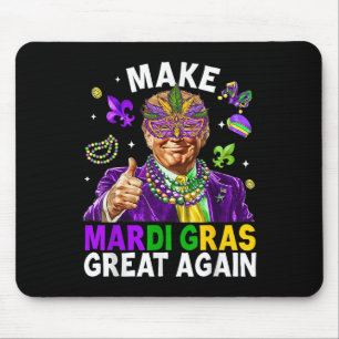 Make Mardi Gras Great Again Trump Beads Mask Feath Mouse Pad