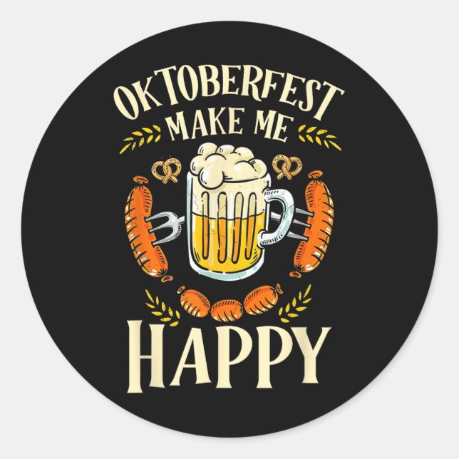 Make Me Happy Funny Beer Gift  Classic Round Sticker (Front)