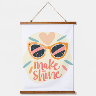 Make Me Shine Quote Cute Retro Sunglasses Hanging Tapestry
