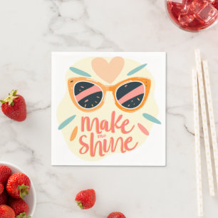 Make Me Shine Quote Cute Retro Sunglasses Napkin