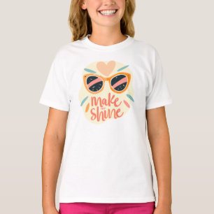 Make Me Shine Quote Cute Retro Sunglasses T-Shirt