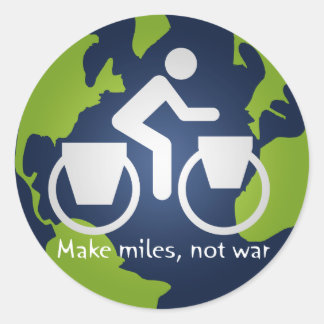 Make miles, not war classic round sticker