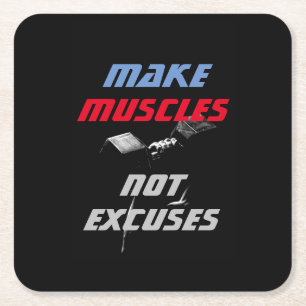 Make Muscles Bodybuilding Fitness Motivational Square Paper Coaster