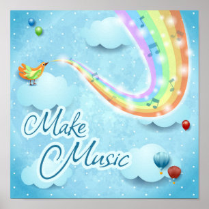 Make music, digital art poster