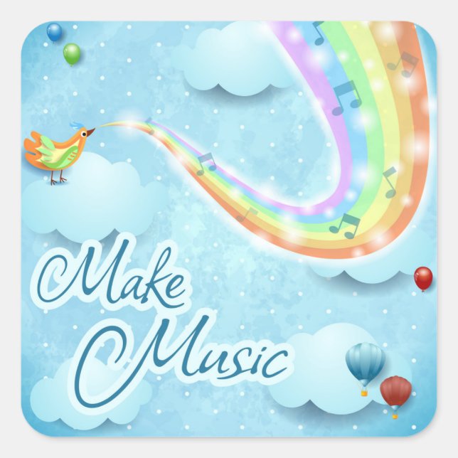 Make music, digital art square sticker (Front)