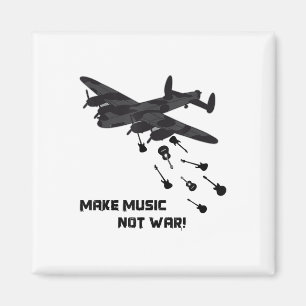 Make Music Not War Aeroplane Guitar Love Peace Pac Magnet