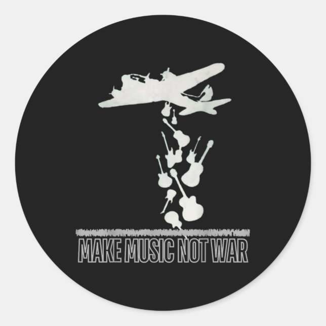 Make Music. Not War.  Classic Round Sticker (Front)