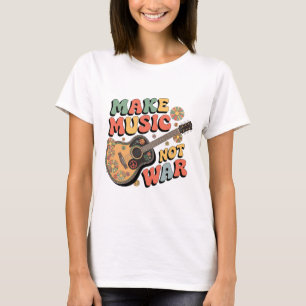 Make Music Not War T-Shirt – Retro Hippie Peace Gu