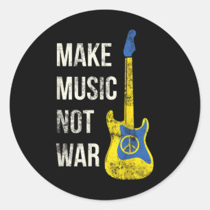 Make Music Not War Vintage Guitar Lovers & Pea Classic Round Sticker