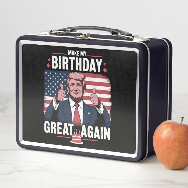 Make My Birthday Great Again Funny Trump Metal Lunch Box (In Situ)