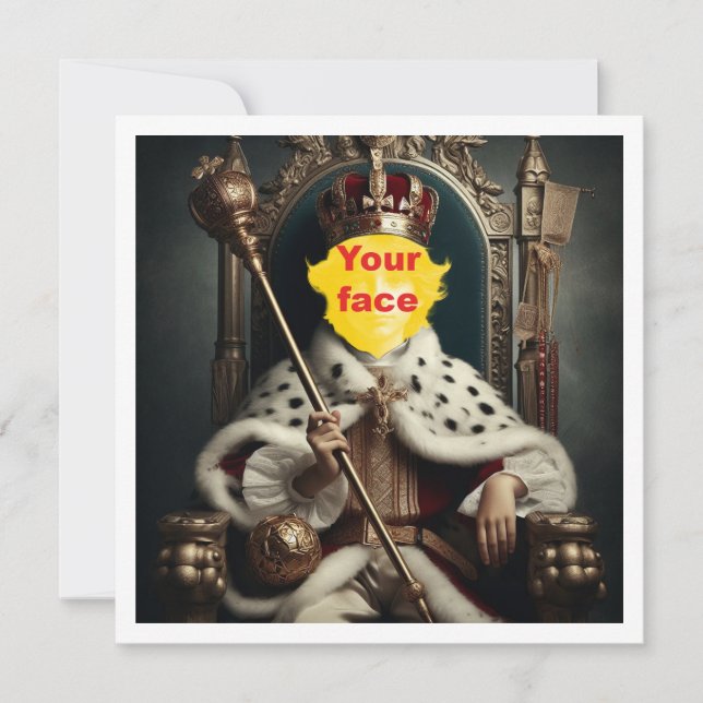 Make my child royal, boy king on throne card (Front)