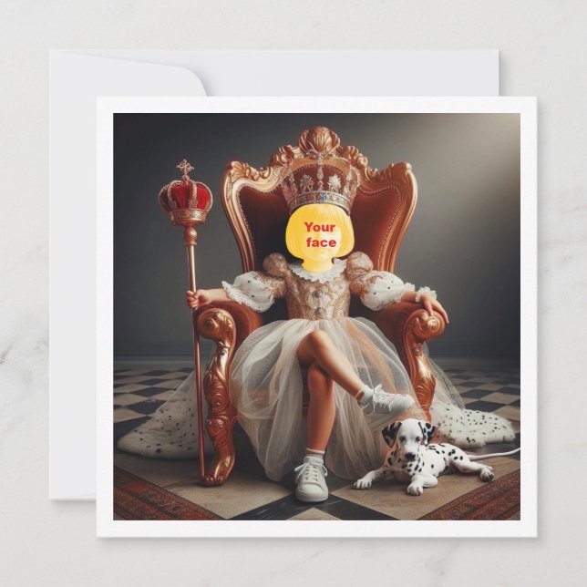 Make my child royal, little prince on throne card (Front)