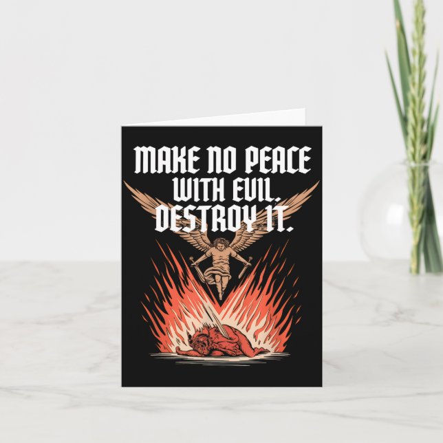 Make No Peace With Evil Archangel Michael Jesus Go Card (Front)