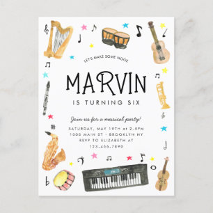 Make Noise Instrument Musical Notes Music Birthday Postcard