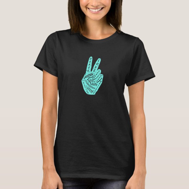 Make Peace Not War  Peace Hand Sign  10 T-Shirt (Front)