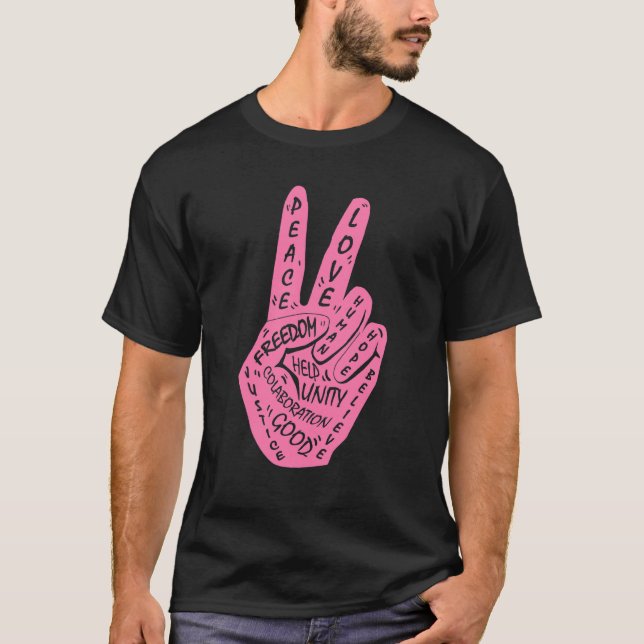 Make Peace Not War  Peace Hand Sign 11 T-Shirt (Front)