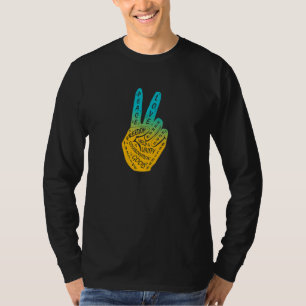 Make Peace Not War Peace Hand Sign Blue Yellow T-Shirt