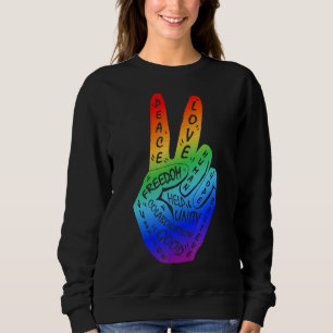 Make Peace Not War Peace Hand Sign Rainbow Lgbtq Sweatshirt