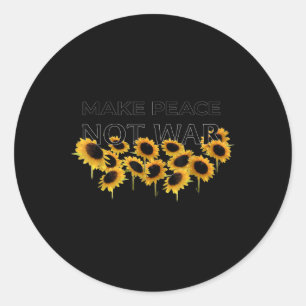 Make Peace Not War - Sunflowers - Stand With Ukrai Classic Round Sticker