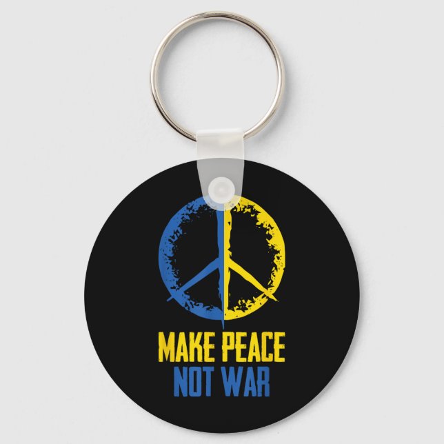 Make Peace Not War Ukraine Ukrainian Flag Apparel  Key Ring (Front)
