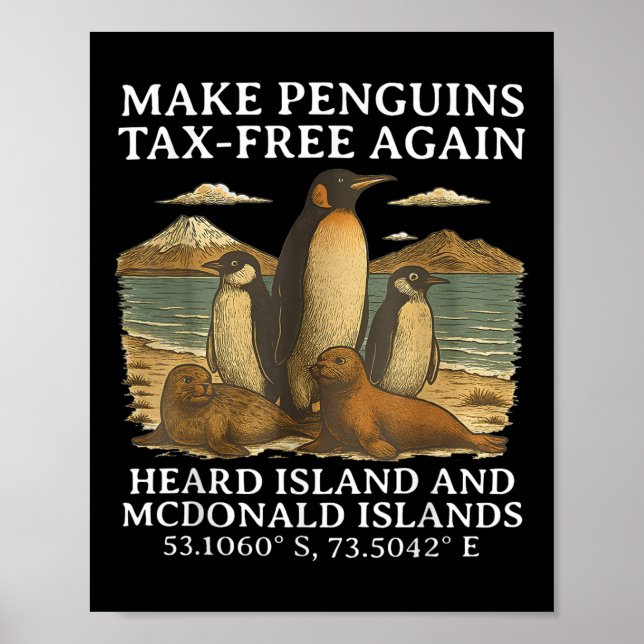 Make Penguins Tax-free Again Funny Tariffs Penguin Poster (Front)
