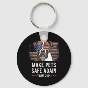 Make Pets Safe Again Boxer Dog Trump 2024  Key Ring